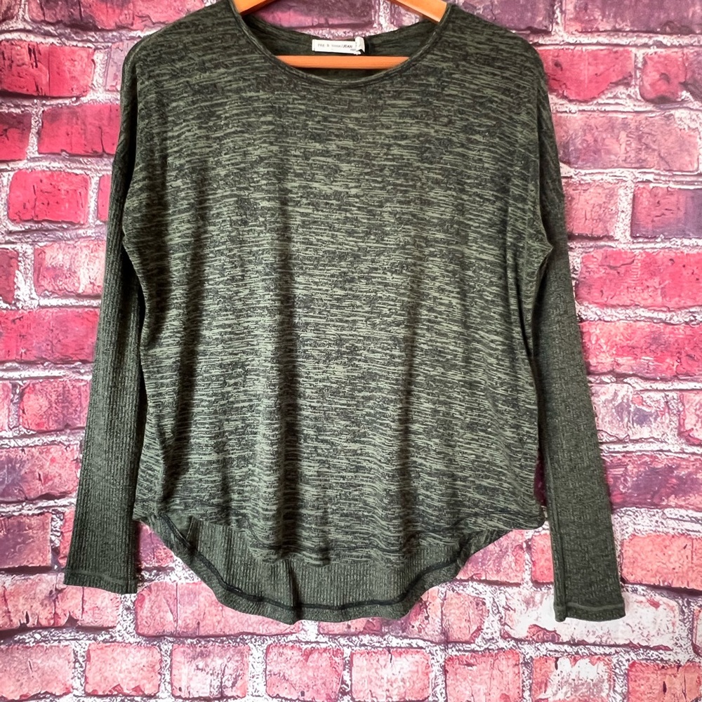 Rag & Bone Amelie Long Sleeve Knit Top - Heathered Olive Green NWT